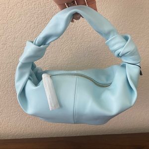 Soft Baby Blue Double Knot Jodie Leather Slouchy Pouch Hobo Bag B10/S1